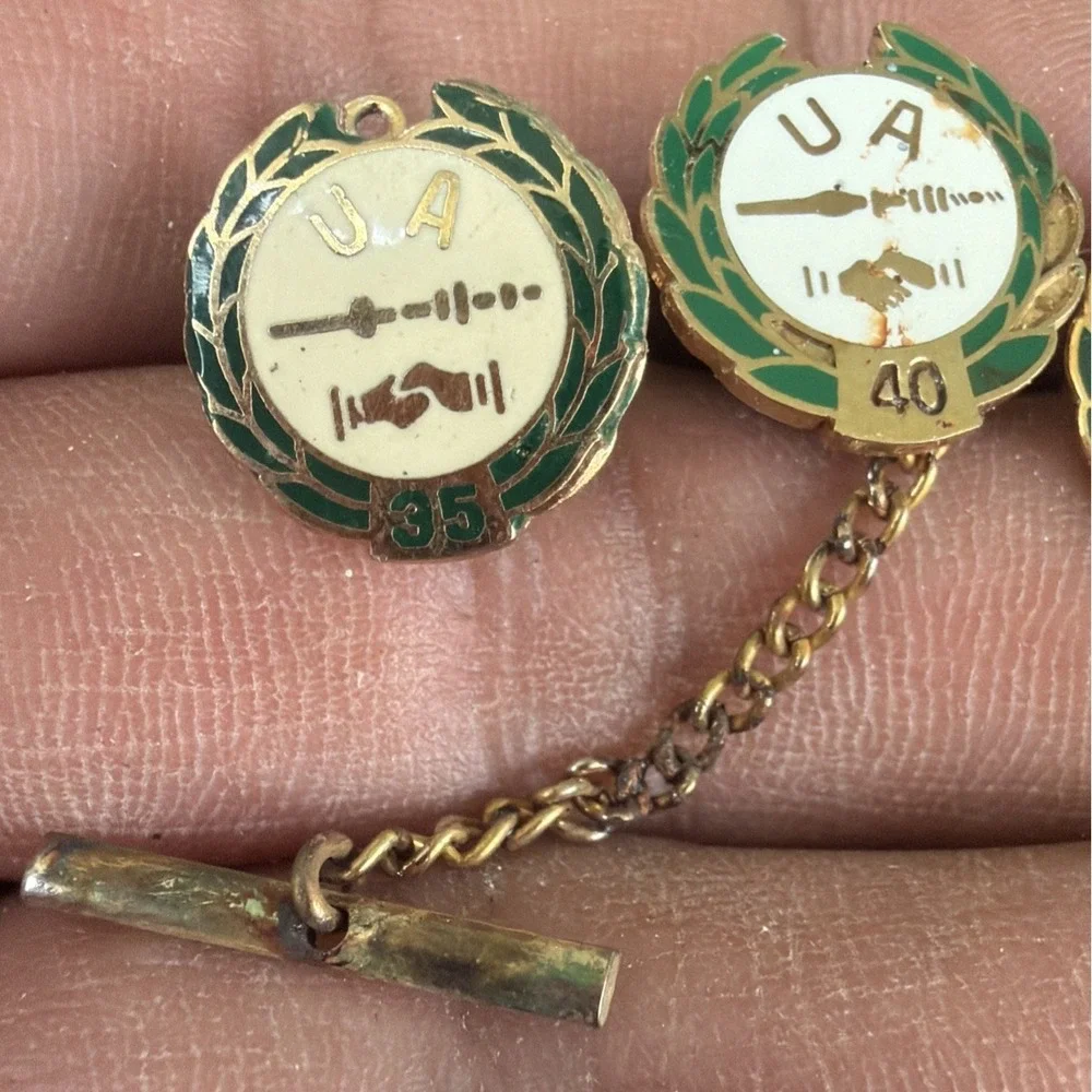 Vtg United Association UA Plumbers & Pipefitters Union 35 40 50 Year Member Pins - Picture 4 of 7